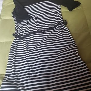 NWOT LAUREN black and white stripe cotton dress